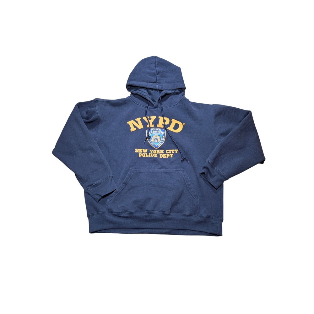 NYPD New York City Police Dept Hoodie Navy Blue Sweatshirt Medium Torkia